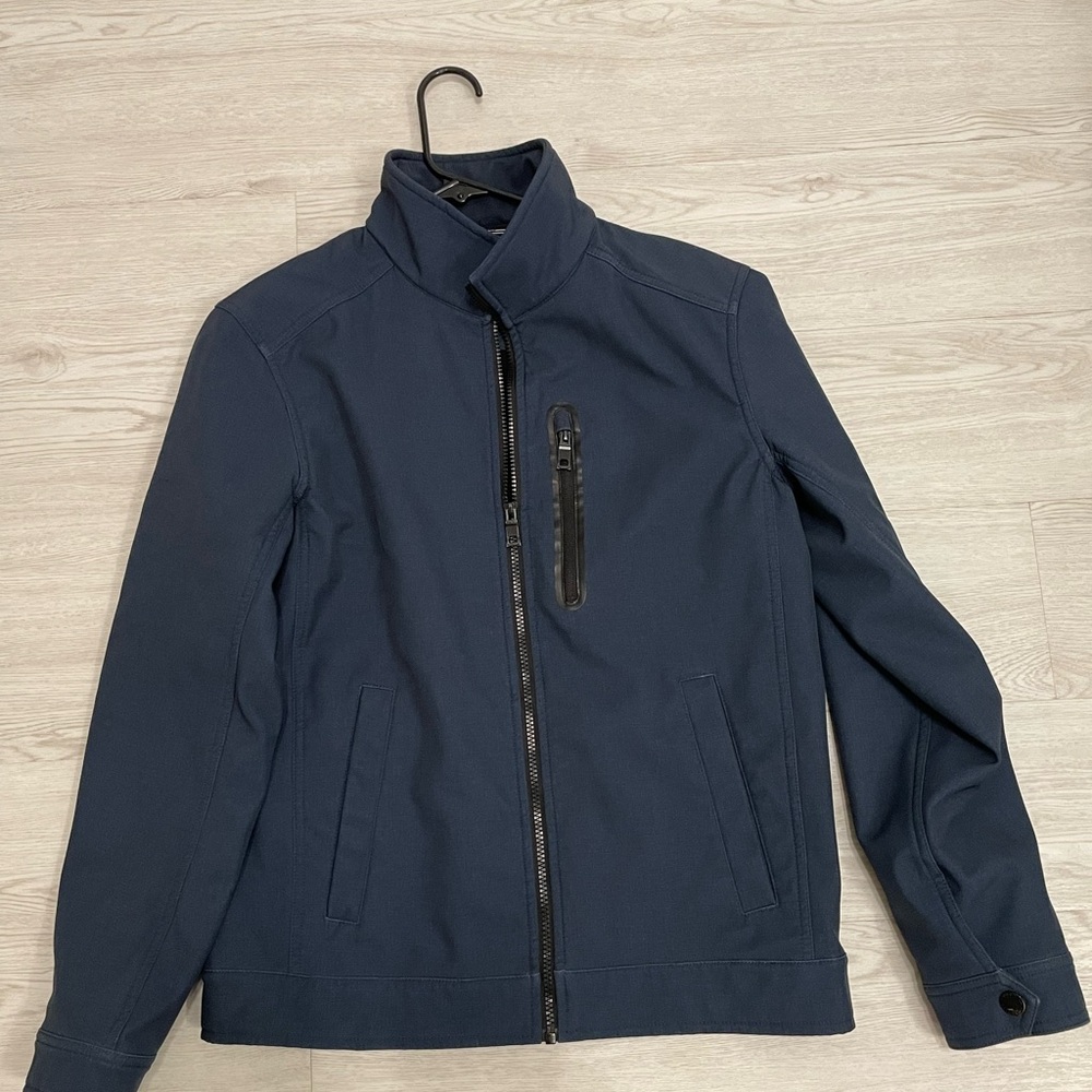Nautica Softshell Jacket Blue Mens Sz Smal Full Zip Pockets Water Wind Resistant